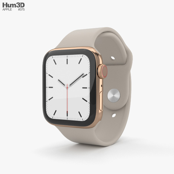 Apple Watch Series 5 44mm Gold Stainless Steel Case with Sport Band 3D模型