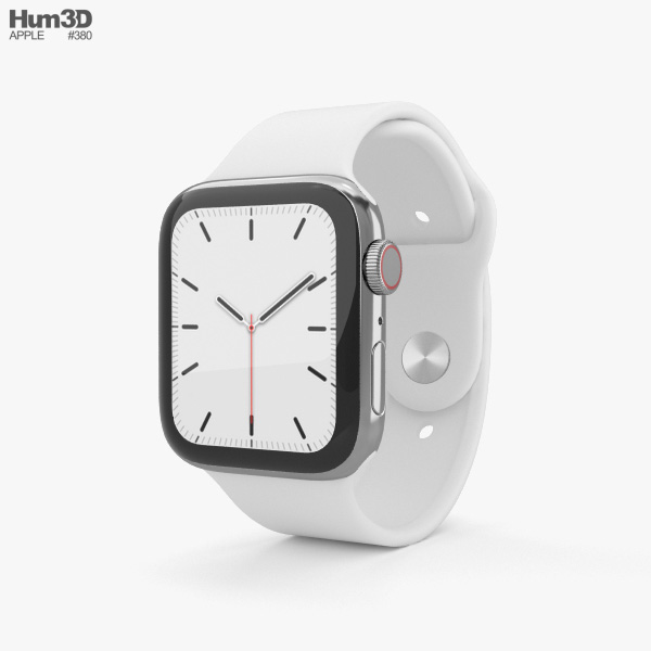 Apple Watch Series 5 44mm Stainless Steel Case with Sport Band 3D 모델 