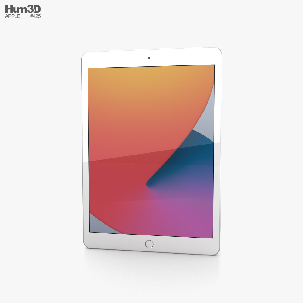 Apple iPad 10.2 2020 Cellular Silver Modèle 3D