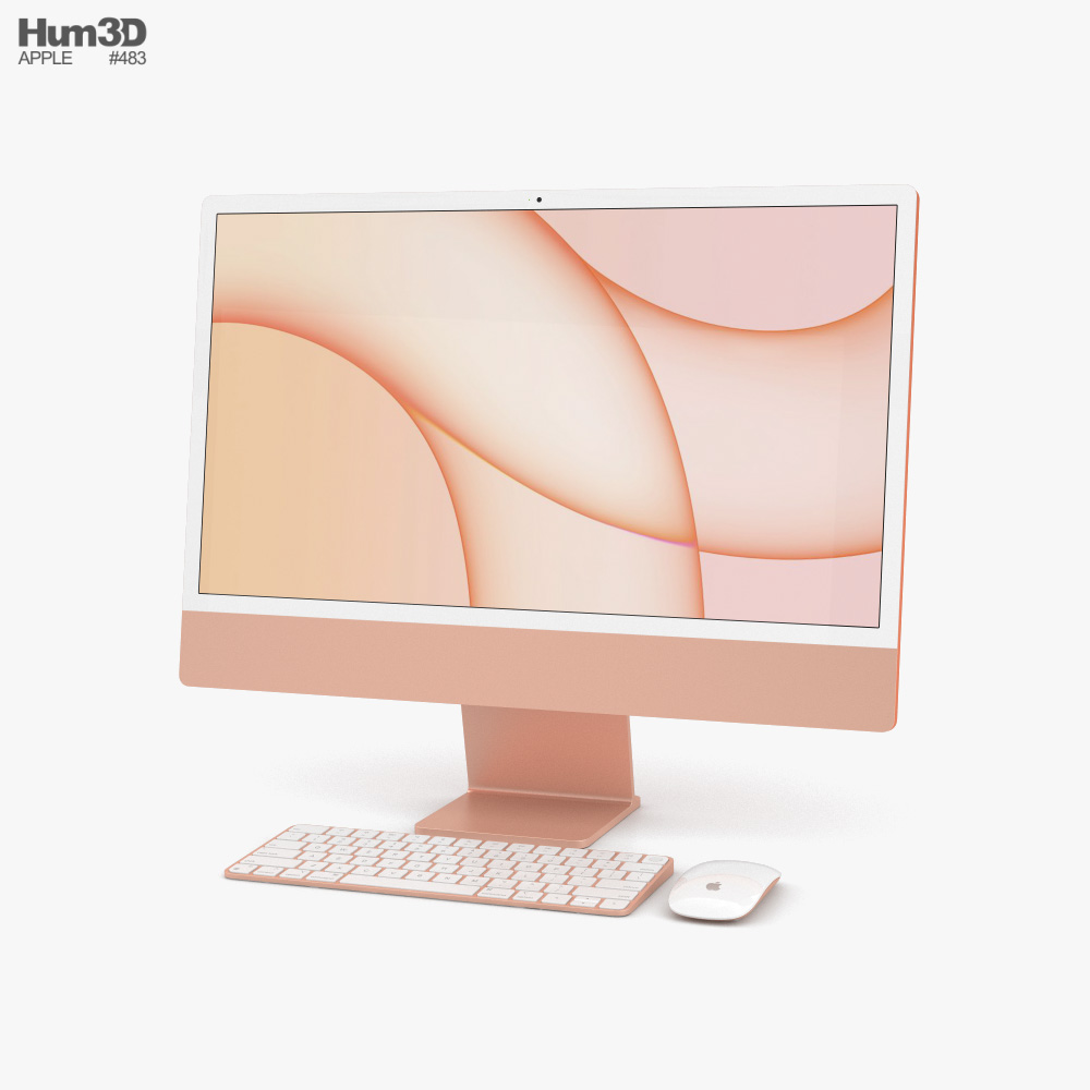 Apple iMac 24-inch 2021 Orange Modelo 3d