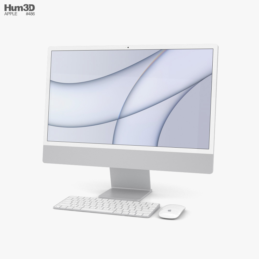 Apple iMac 24-inch 2021 Silver Modello 3D