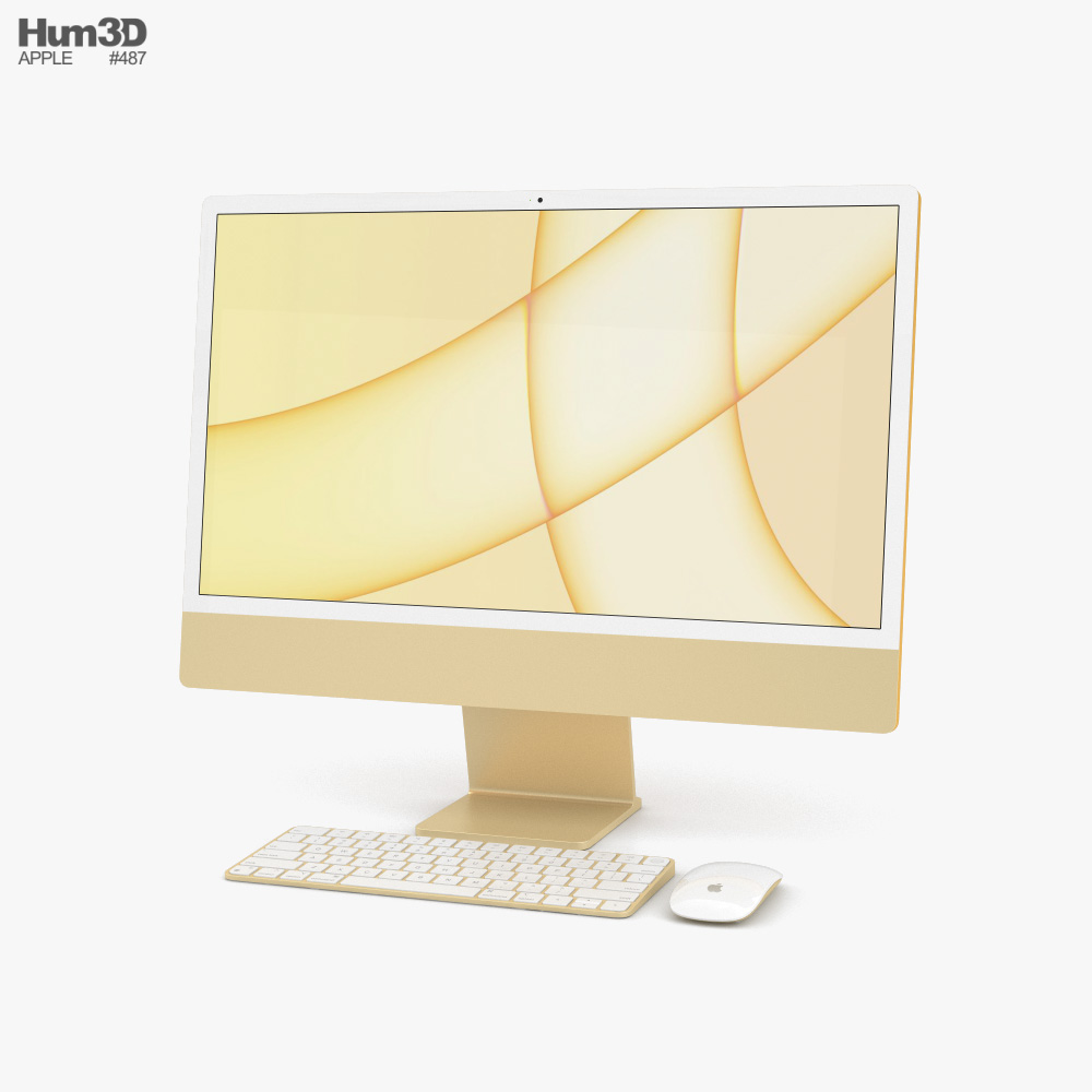 Apple iMac 24-inch 2021 Jaune Modèle 3D