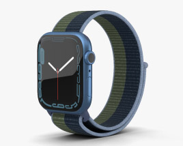 Apple Watch Series 7 45mm Blue Aluminum Case with Sport Loop 3D model