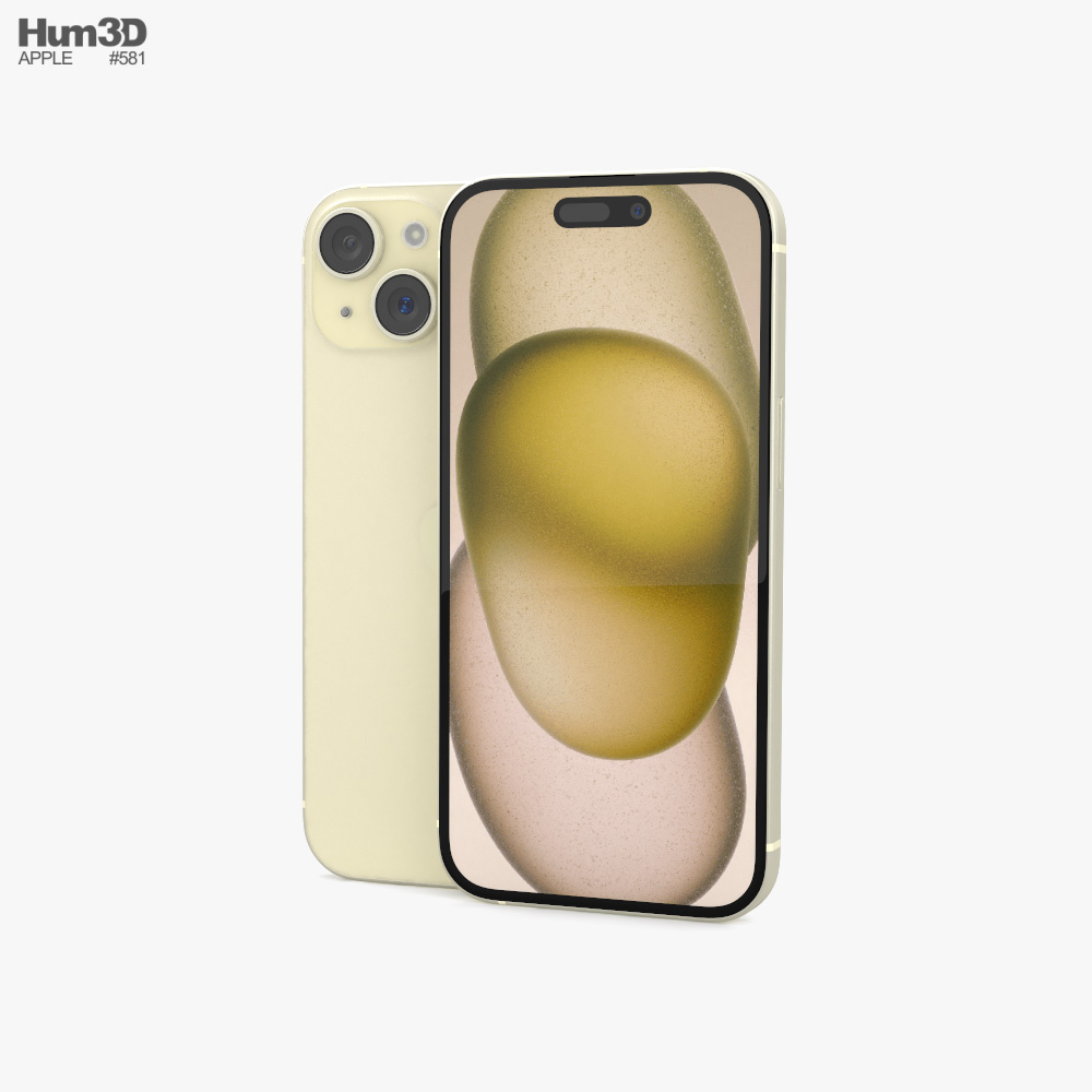 Apple iPhone 15 Yellow Modèle 3D