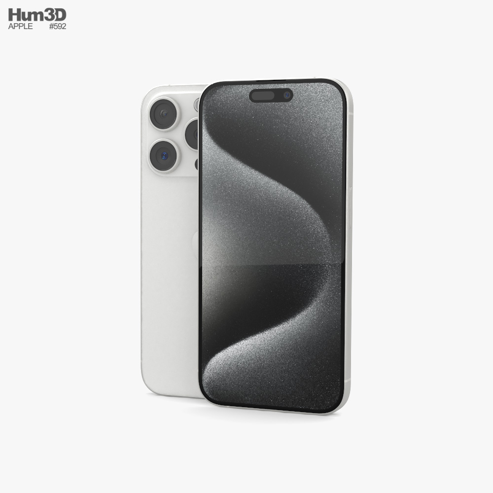 Apple iPhone 15 Pro White Titanium 3Dモデル