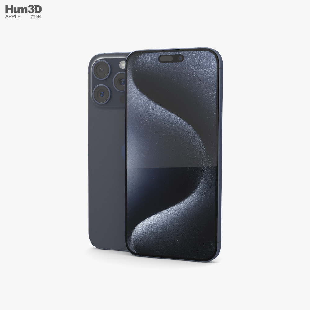 Apple iPhone 15 Pro Max Blue Titanium Modèle 3D