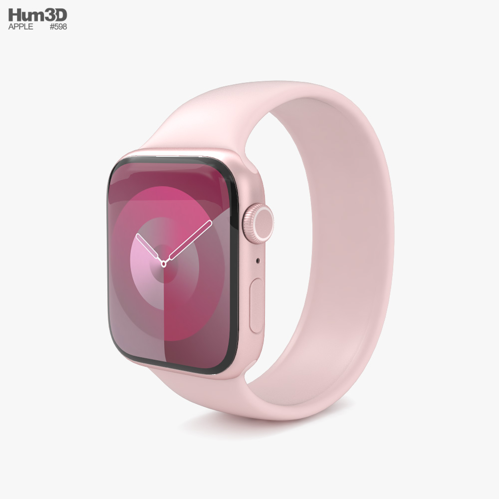 Apple Watch Series 9 41mm Pink Aluminum Case with Solo Loop 3D 모델 