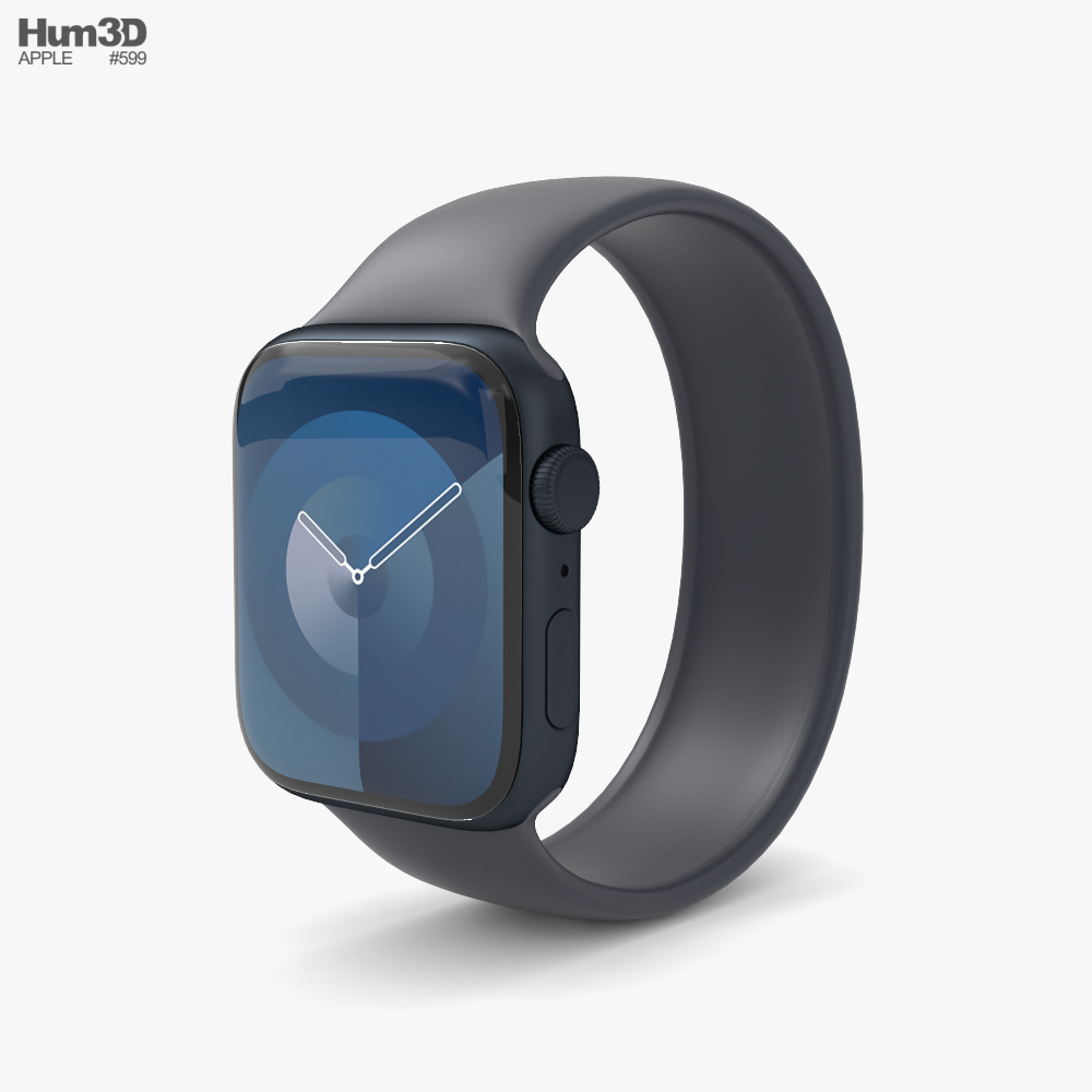 Apple Watch Series 9 41mm Midnight Aluminum Case with Solo Loop 3D 모델 
