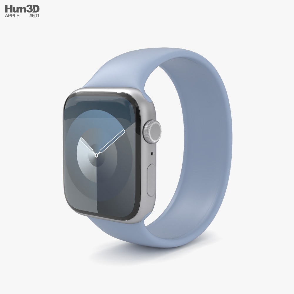 Apple Watch Series 9 41mm Silver Aluminum Case with Solo Loop 3D模型
