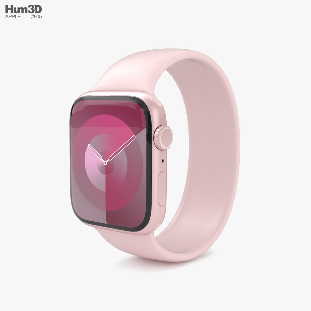 Apple Watch Series 9 45mm Pink Aluminum Case with Solo Loop Modello 3D