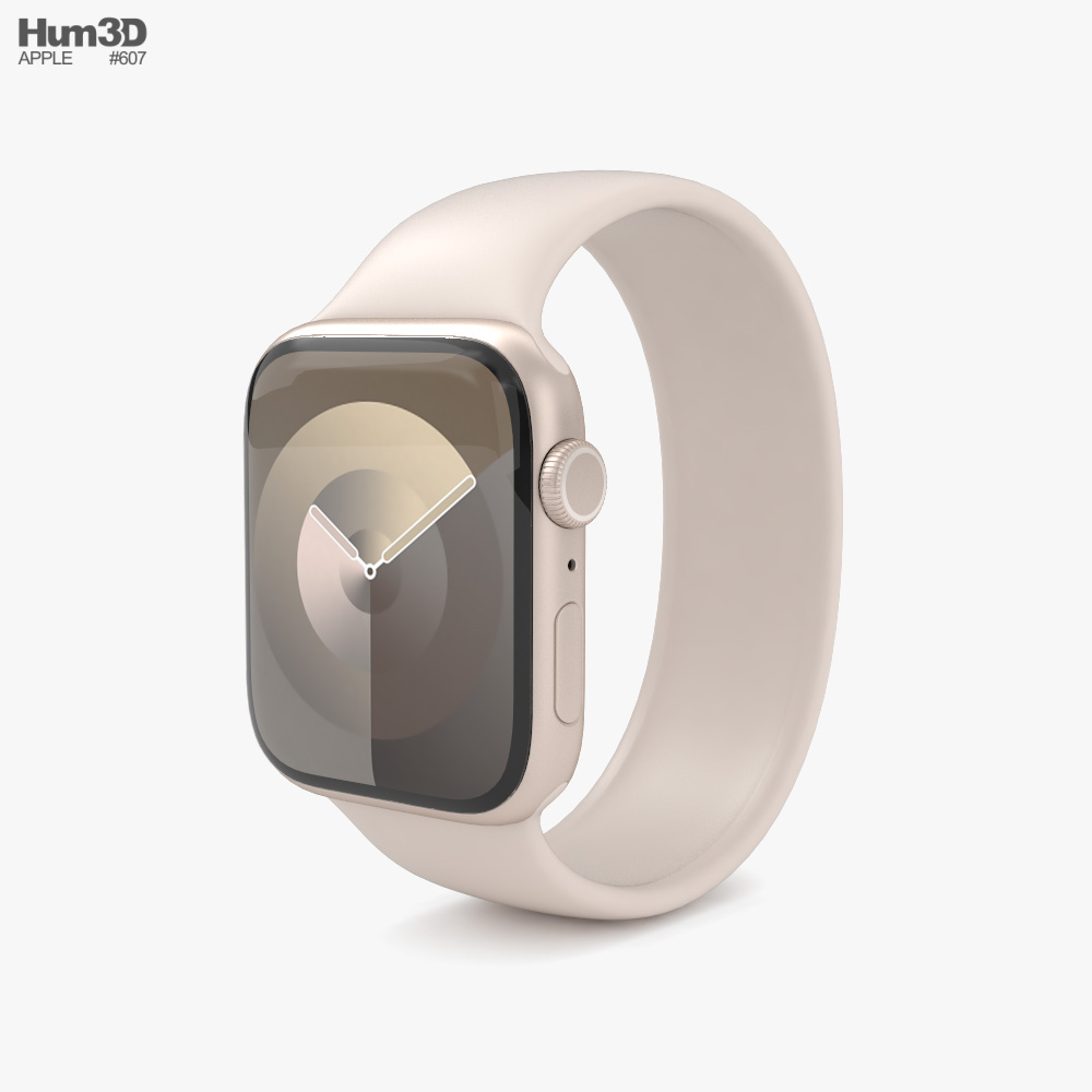 Apple Watch Series 9 45mm Starlight Aluminum Case with Solo Loop 3Dモデル