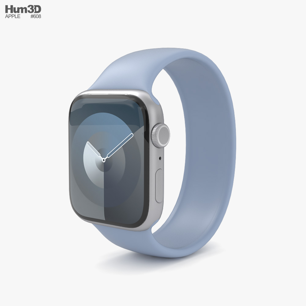 Apple Watch Series 9 45mm Silver Aluminum Case with Solo Loop 3Dモデル