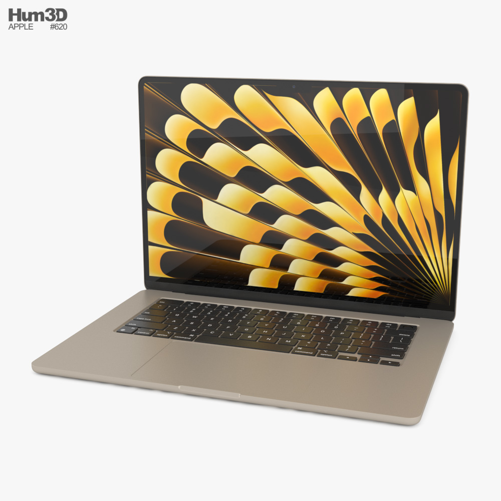 Apple MacBook Air 15 inch M3 2024 Starlight 3D model Download