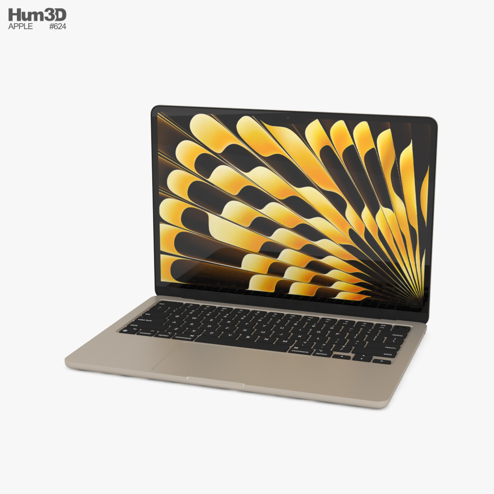 Apple MacBook Air 13 inch M3 2024 Starlight Modèle 3D