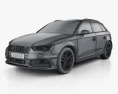 Audi A3 Sportback S-Line 2016 3D 모델  wire render