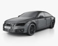 Audi A7 Sportback with HQ interior 2014 3d model wire render