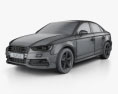 Audi A3 S line 轿车 2016 3D模型 wire render