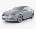 Audi A3 S line sedan 2016 3d model clay render