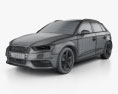 Audi A3 Sportback 2016 3Dモデル wire render