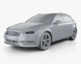 Audi A3 Sportback 2016 3D模型 clay render