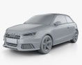 Audi A1 3ドア 2018 3Dモデル clay render