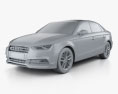 Audi S3 セダン 2016 3Dモデル clay render