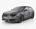 Audi S3 Sportback 2012 3D模型 wire render