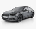 Audi A4 S-Line 2019 3d model wire render