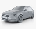 Audi A3 Sportback g-tron 2019 3Dモデル clay render
