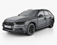 Audi A4 (B9) Allroad з детальним інтер'єром 2020 3D модель wire render