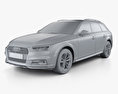 Audi A4 (B9) Allroad с детальным интерьером 2020 3D модель clay render