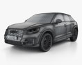 Audi Q2 S-Line с детальным интерьером 2020 3D модель wire render