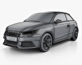 Audi A1 трехдверный с детальным интерьером 2018 3D модель wire render