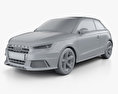 Audi A1 3도어 인테리어 가 있는 2018 3D 모델  clay render