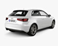 Audi A3 ハッチバック 3ドア HQインテリアと 2016 3Dモデル 後ろ姿