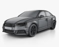 Audi A3 S-line Sedán con interior 2019 Modelo 3D wire render