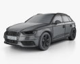 Audi A3 Sportback with HQ interior 2016 3d model wire render