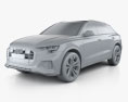 Audi Q8 S-line HQインテリアと とエンジン 2018 3Dモデル clay render