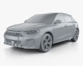 Audi A1 Sportback S-line 2021 3D模型 clay render