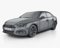 Audi A4 sedan with HQ interior 2022 3d model wire render
