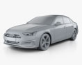 Audi A4 sedan with HQ interior 2022 3d model clay render