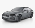 Audi A5 S-line sportback 带内饰 2020 3D模型 wire render