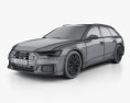 Audi A6 S-Line avant with HQ interior 2021 3d model wire render