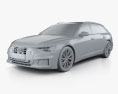 Audi A6 S-Line avant with HQ interior 2021 3d model clay render