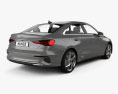 Audi A3 セダン 2023 3Dモデル 後ろ姿