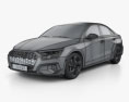 Audi A3 Berlina 2023 Modello 3D wire render