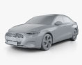 Audi A3 セダン 2023 3Dモデル clay render