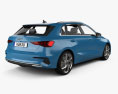 Audi A3 sportback 2023 3D-Modell Rückansicht