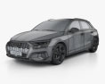 Audi A3 sportback 2023 3D-Modell wire render