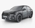 Audi Q3 Sportback S-line 2021 3D-Modell wire render